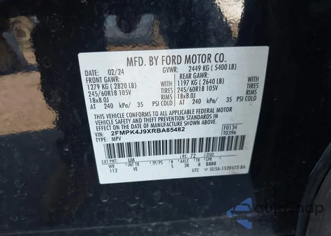 2024 Ford Edge Sel from USA, damaged, VIN 2FMPK4J9XRBA85482